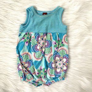 Tea Collection Blue Floral Bubble Romper 6/12M